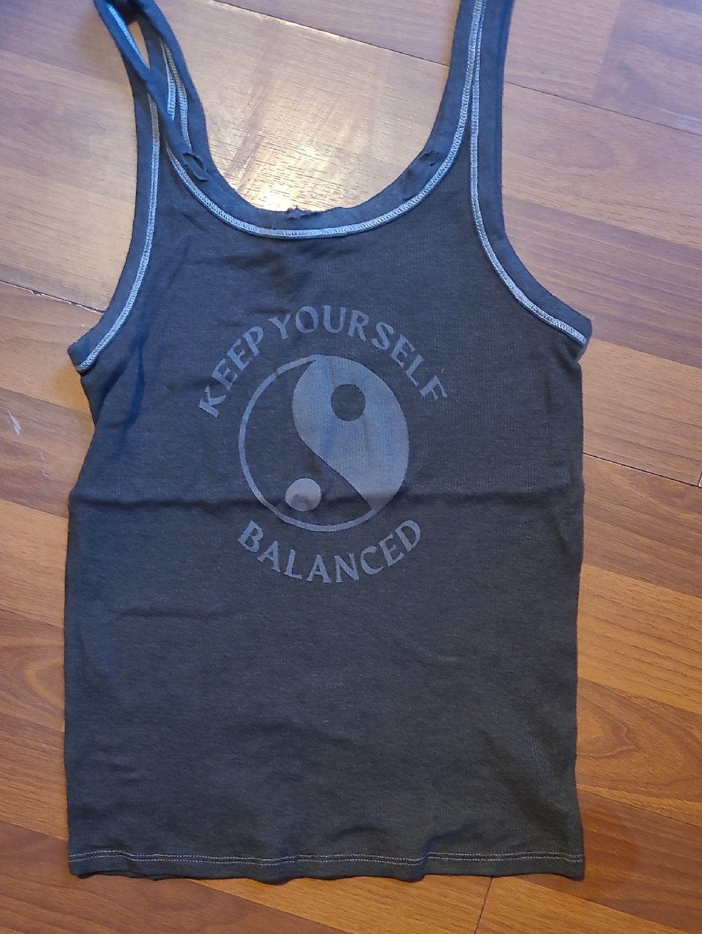 Keep Yourself Balanced Graphic Tank Top - Brown